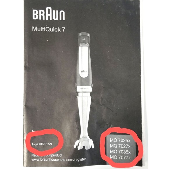 Braun MultiQuick 7 Immersion Blender Motor Only MQ7025, MQ7027, MQ7035, MQ7077 - Picture 1 of 5